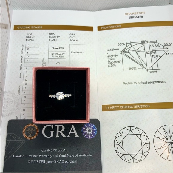 1ct  moissanite diamond ring with Certificate - Picture 4 of 11